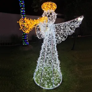 Figura de Natal Luminosa - Anjo Pequeno com Trombeta Iluminado 3D