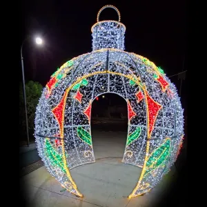 Figura de Natal Luminosa com Passagem - Bola de Natal Gigante Modelo Garden 3D