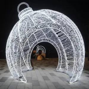 Figura de Natal Luminosa com Passagem - Bola de Natal Gigante Modelo Inclinada 3D