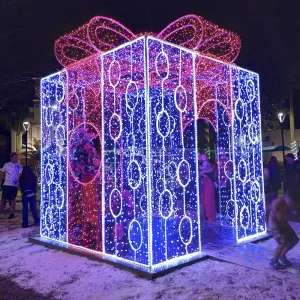Figura de Natal Luminosa com Passagem - Caixa de Presente 3D