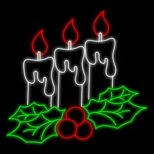 Figura de Natal Luminosa para Jardim e Fachada - 3 Velas e Folhas