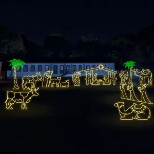 Figura de Natal Luminosa para Jardim - Presépio Jerusalém Completo 18 peças