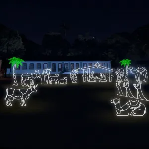Figura de Natal Luminosa para Jardim - Presépio Jerusalém Completo 18 peças