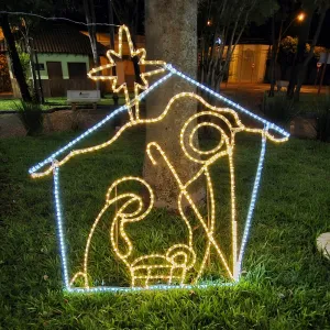 Figura de Natal Luminosa para Jardim - Sagrada Família Basic