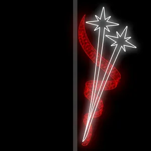Figura de Natal Luminosa para Lateral de Poste - Estrelas Firework