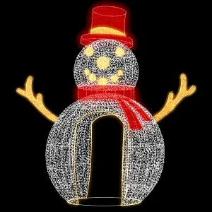 Figura de Natal Luminosa para Piso - Boneco de Neve Gigante 3D