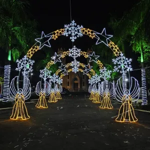 Figura de Natal Luminosa Portal - Anjos e Flocos