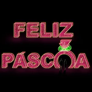 Figura de Páscoa Luminosa - Letreiro 3D Feliz Páscoa com Ovo
