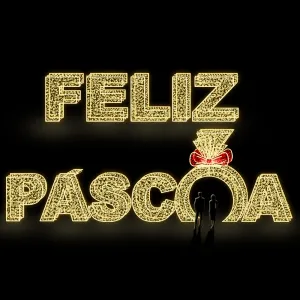 Figura de Páscoa Luminosa - Letreiro 3D Feliz Páscoa com Ovo