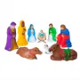 Presépio de Natal de Polietileno - Sagrada Família Colorida 9 Peças