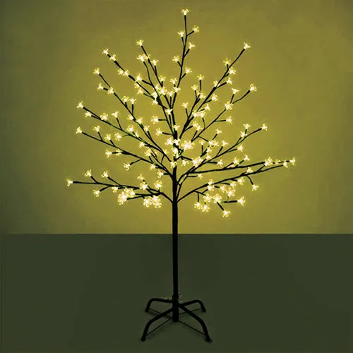 Árvore de Natal Cerejeira de 1m, 160 LEDs e 8 Funções - Luz Branca Quente