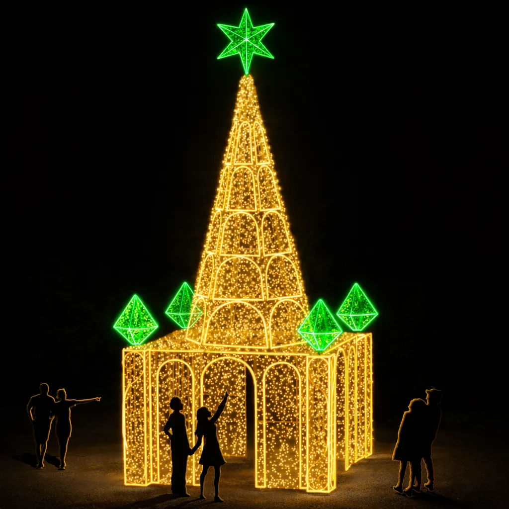 Árvore de Natal Luminosa Gigante LED Fabricada em Estrutura Metálica - Arvore de Natal Diamont