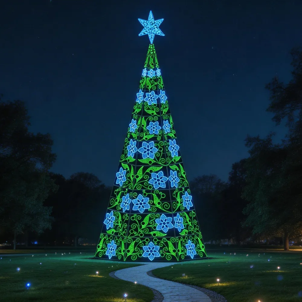 Árvore de Natal Luminosa Gigante LED Fabricada em Estrutura Metálica - Arvore de Natal Floratta