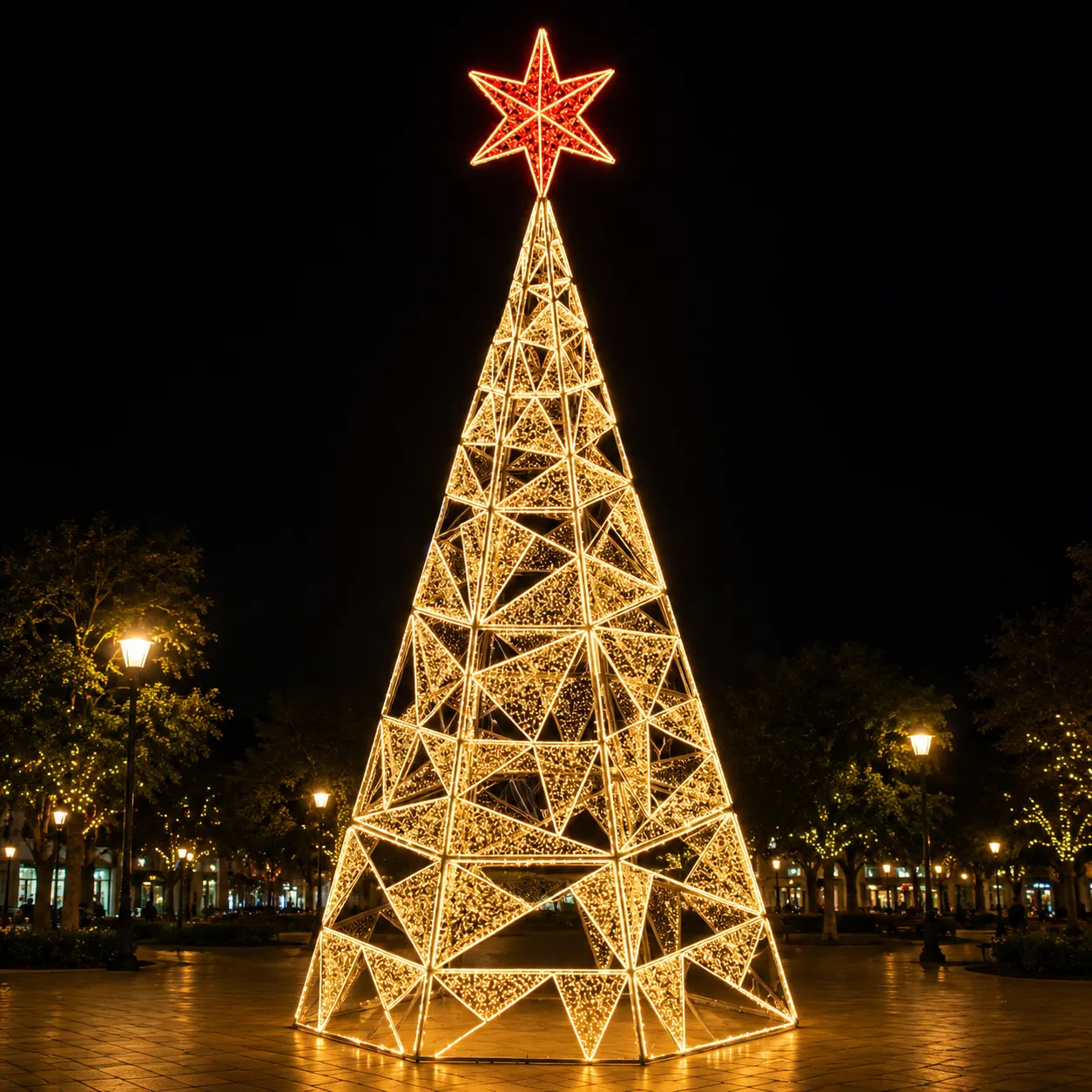 Árvore de Natal Luminosa Gigante LED Fabricada em Estrutura Metálica - Arvore de Natal Mosaico