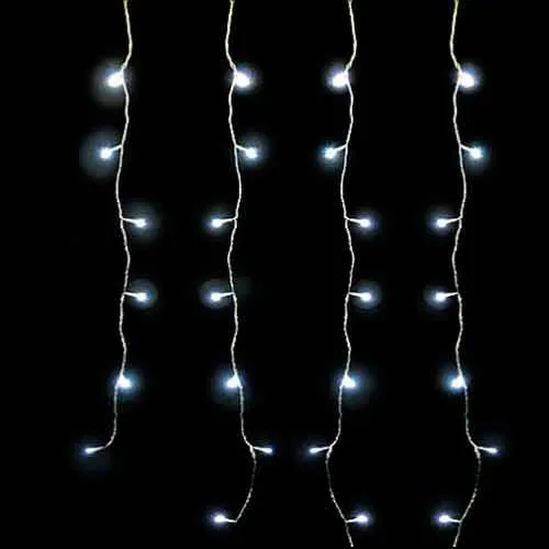 Cascata de Natal de 2,5m x 0,65m, 100 LEDs Brancos Frios e 8 Funções - Fio Branco