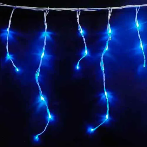 Cascata de Natal de 5m x 0,65m, 200 LEDs Azuiis e 8 Funções - Fio Branco