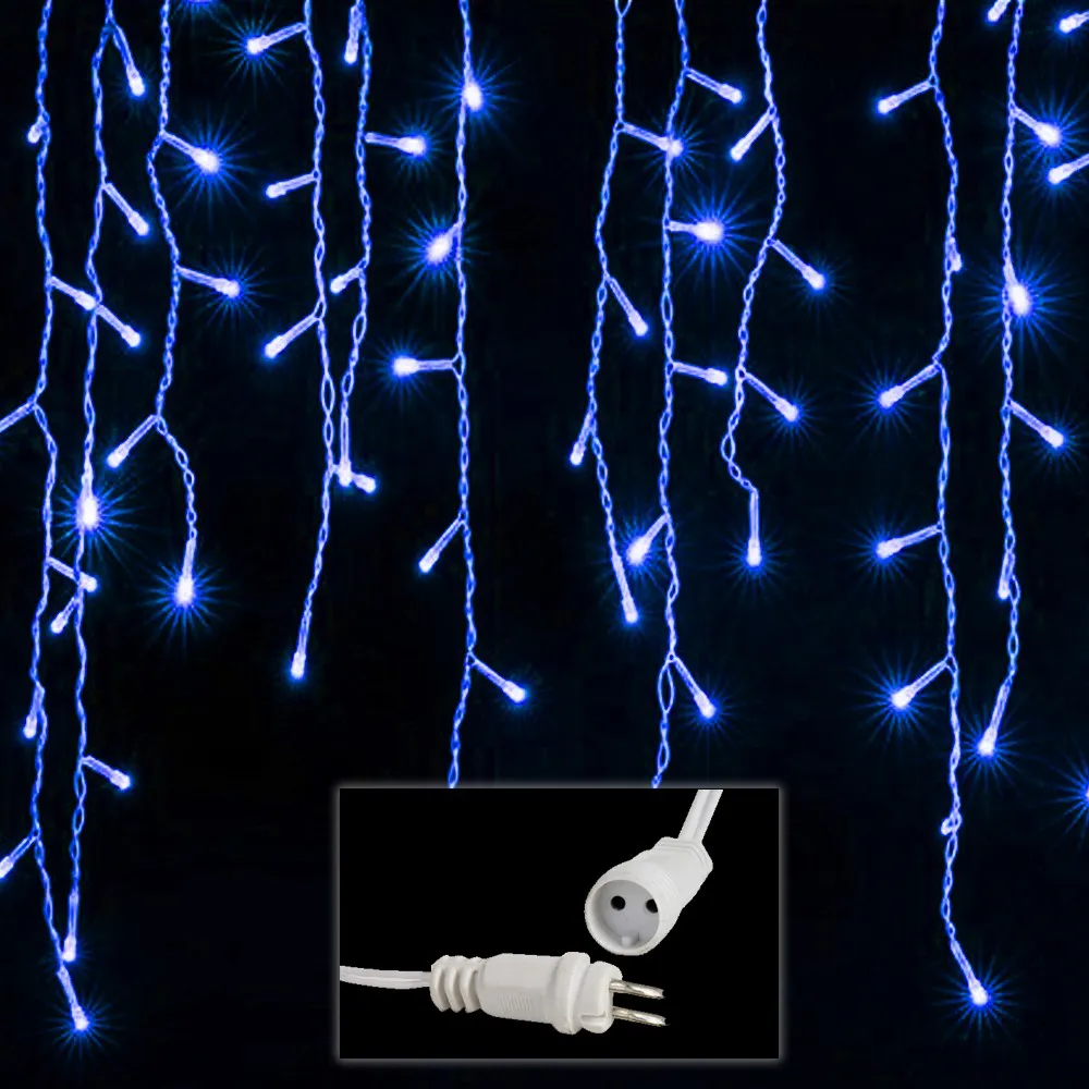 Cascata de Natal de 5,0m x 0,65m e 200 LEDs Azuis Fixos - Fio Branco