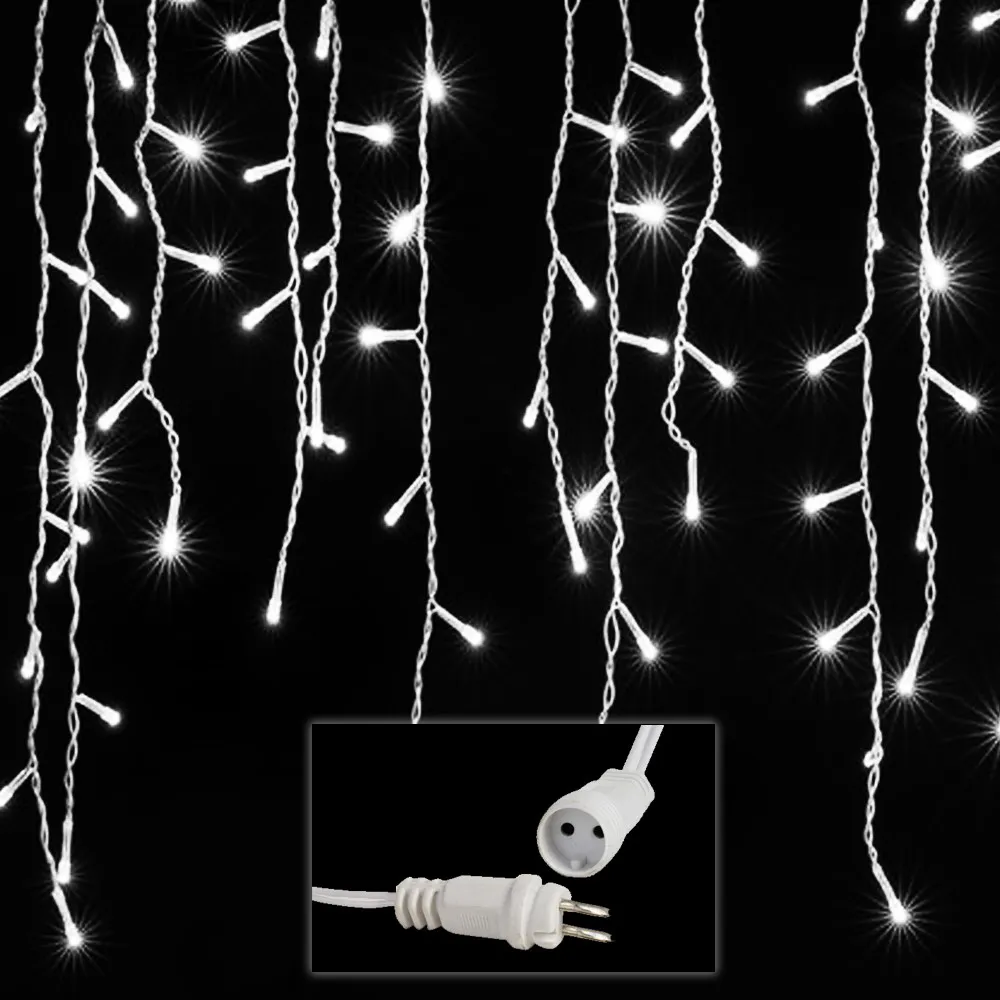Cascata de Natal de 5,0m x 0,65m e 200 LEDs Brancos Frios Fixos -  Fio Branco