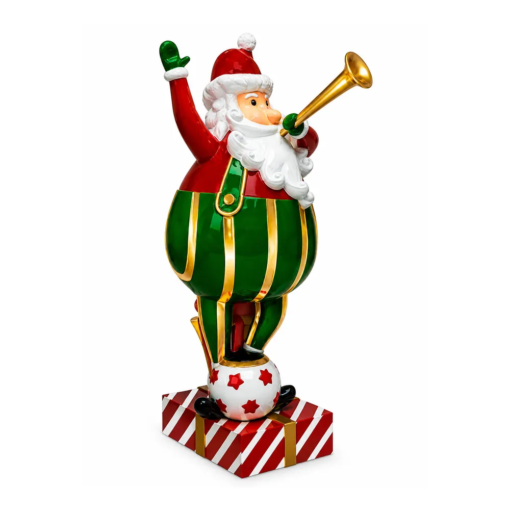 Figura de Fibra - Noel Com Trombeta