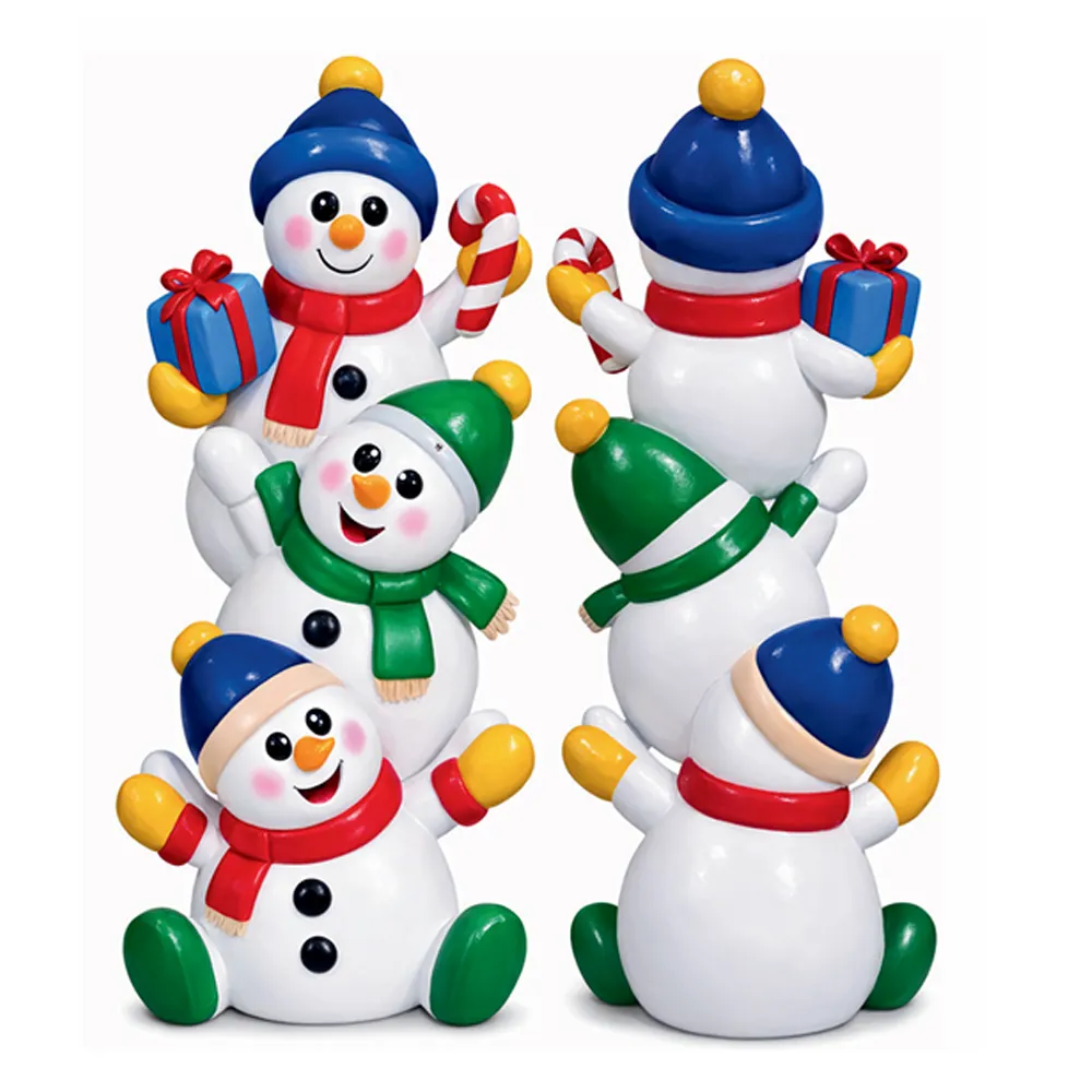 Figura de Fibra - Trio Bonecos de neve Emplilhados