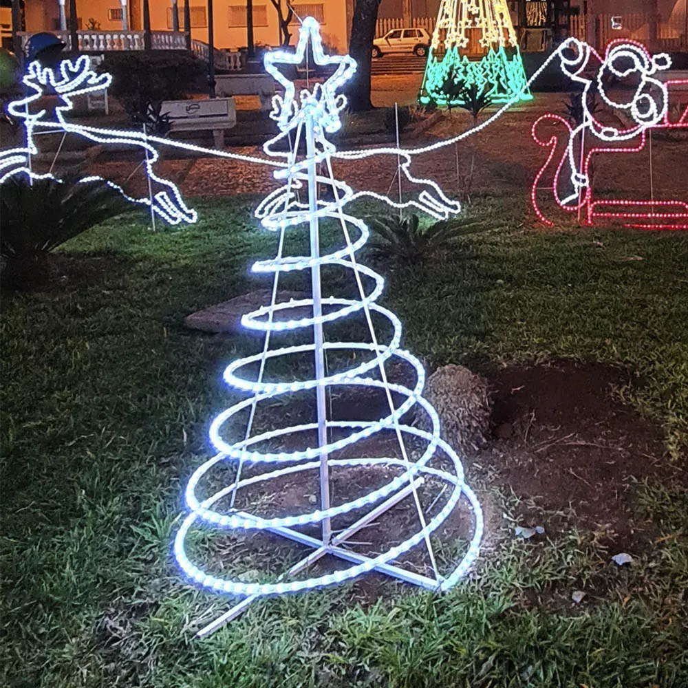 Figura de Natal 3D Luminosa para Piso e Jardim - Árvore Espiral 1 Estrela