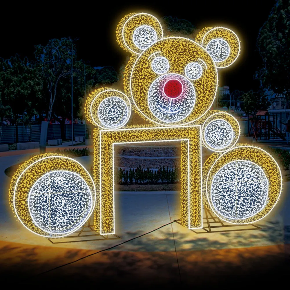 Figura de Natal Luminosa - 3D Urso Gigante com Passagem sem Tela