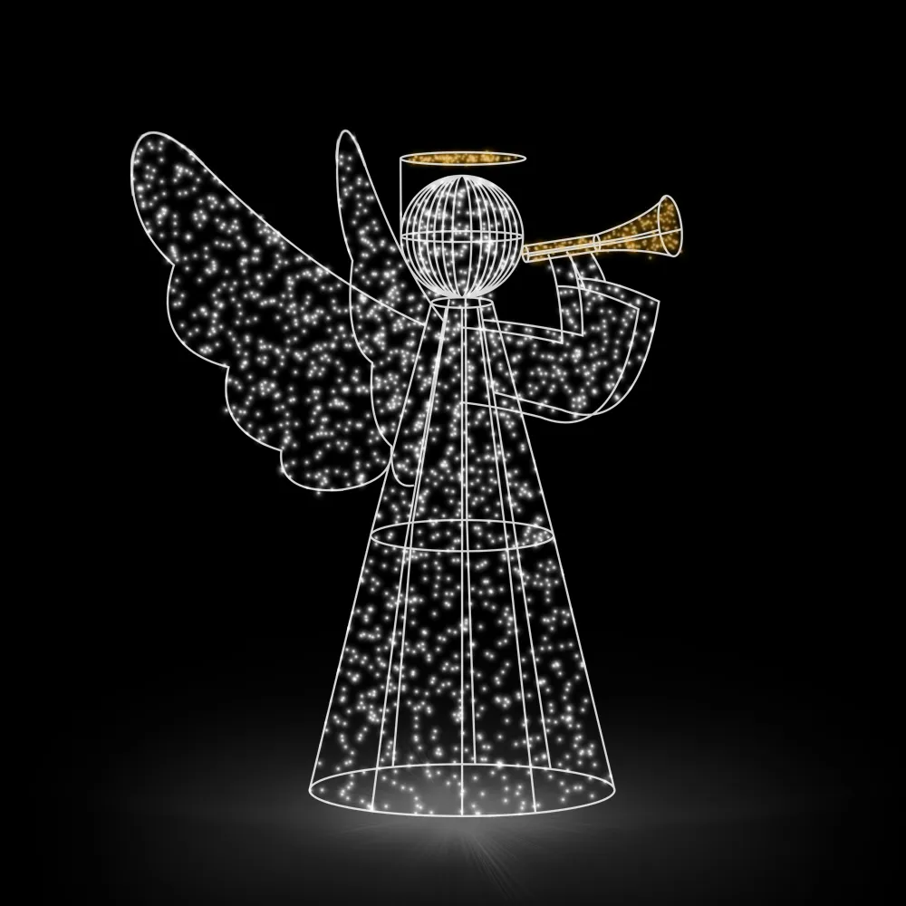 Figura de Natal Luminosa - Anjo Pequeno com Trombeta Iluminado 3D