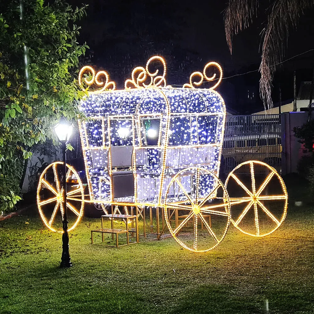 Figura de Natal Luminosa - Carruagem 3D Elegance Interativa Sem Assento Banco