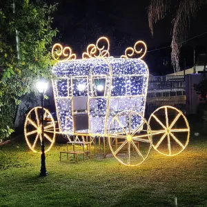 Figura de Natal Luminosa - Carruagem 3D Elegance Interativa Com Assento Banco