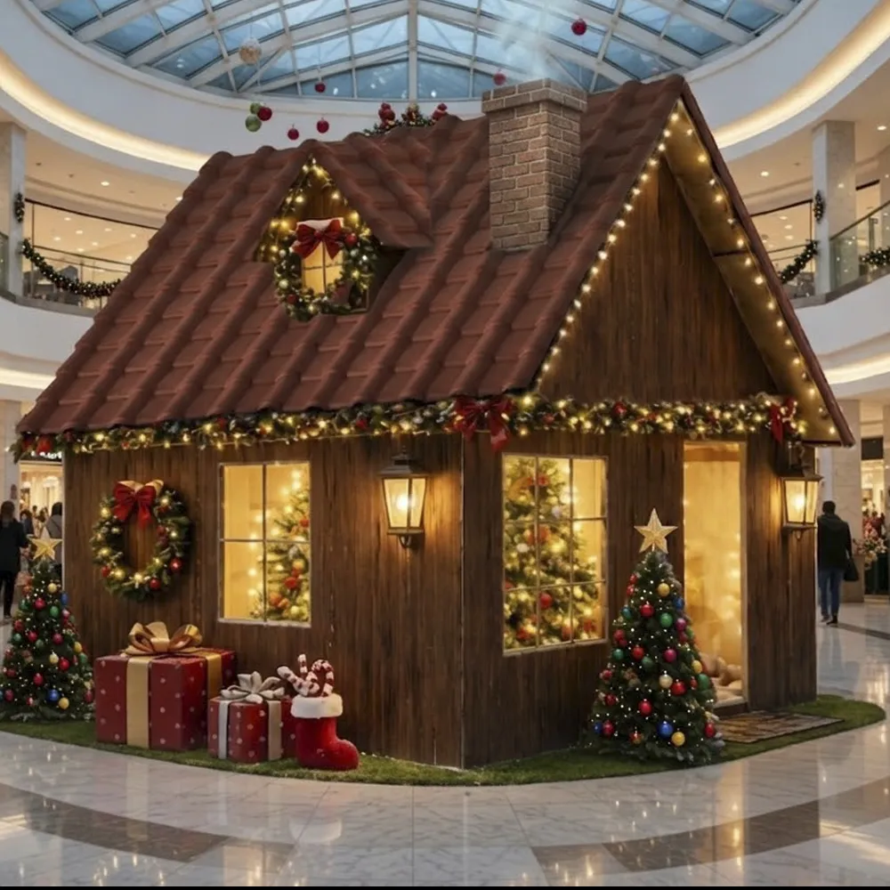 Figura de Natal Luminosa - Casa do Papai Noel