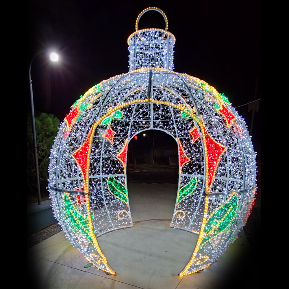 Figura de Natal Luminosa com Passagem - Bola de Natal Gigante Modelo Garden 3D