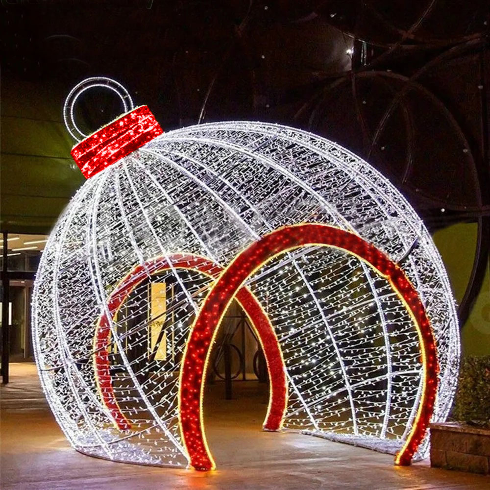 Figura de Natal Luminosa com Passagem - Bola de Natal Gigante Modelo Inclinada 3D