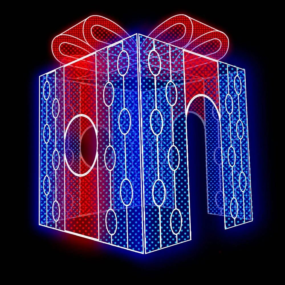 Figura de Natal Luminosa com Passagem - Caixa de Presente 3D