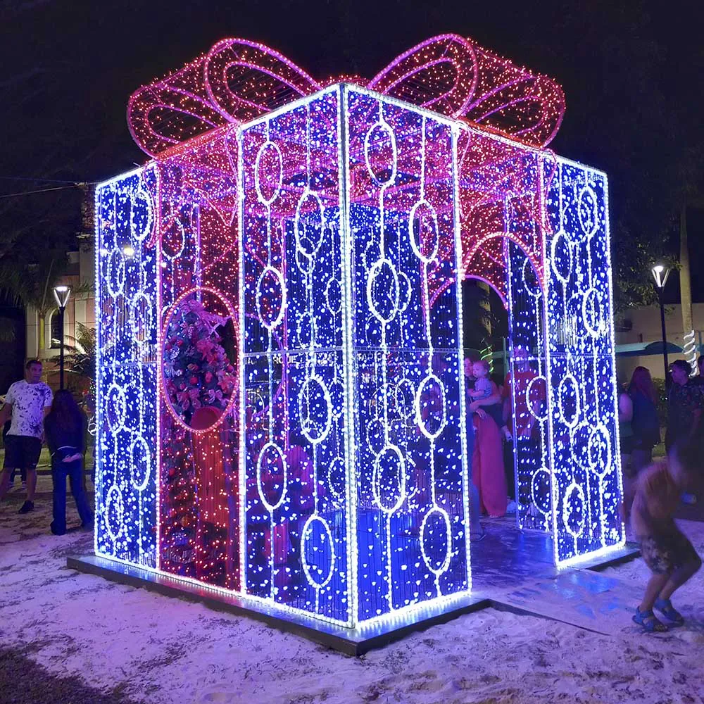 Figura de Natal Luminosa com Passagem - Caixa de Presente 3D
