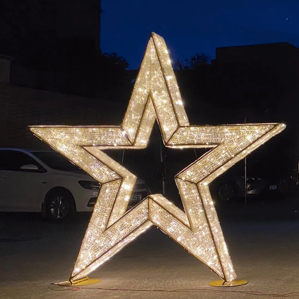 Figura de Natal Luminosa - Estrela Linha Gold 3D Grande