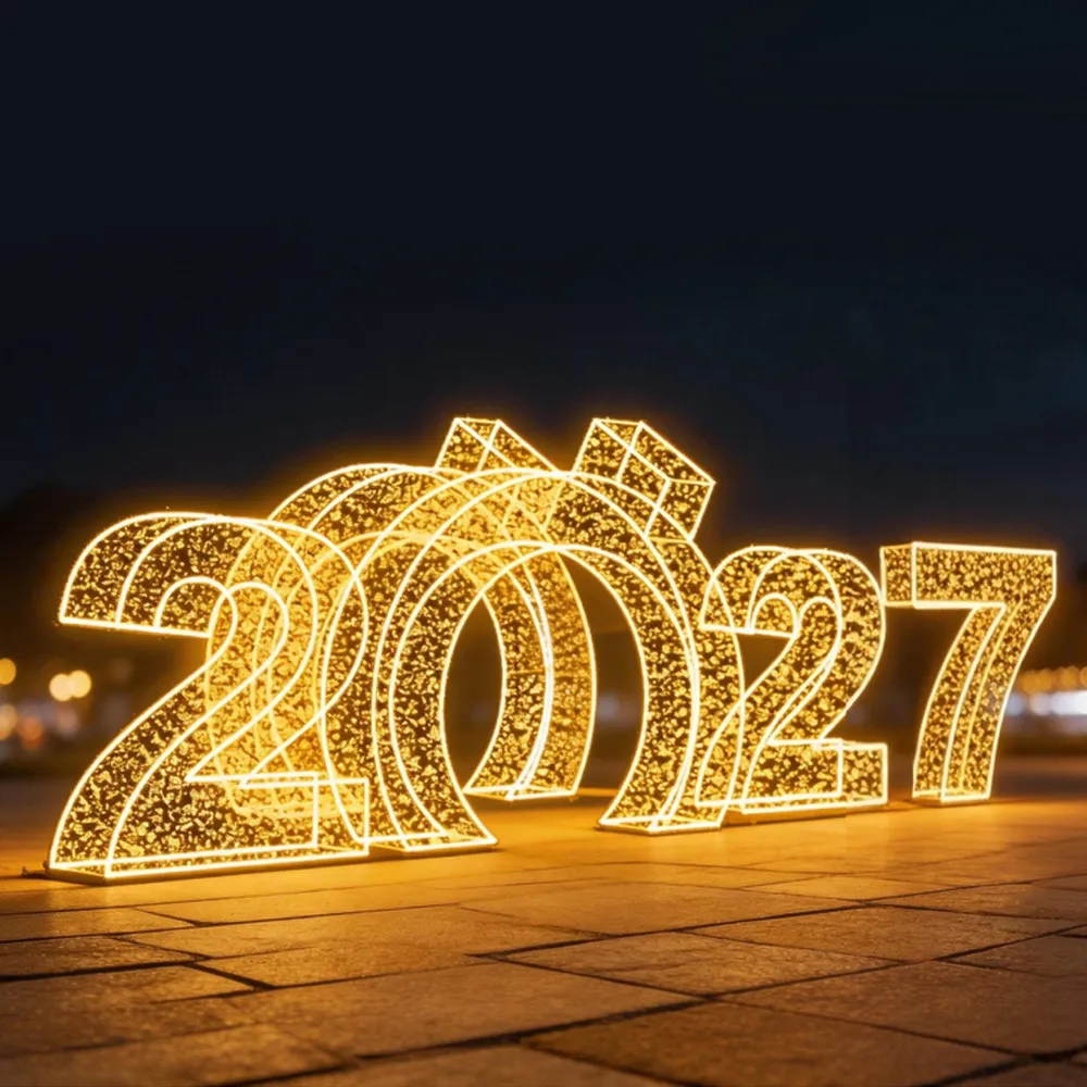 Figura de Natal Luminosa - Letreiro 2027 3D com passagem Dupla