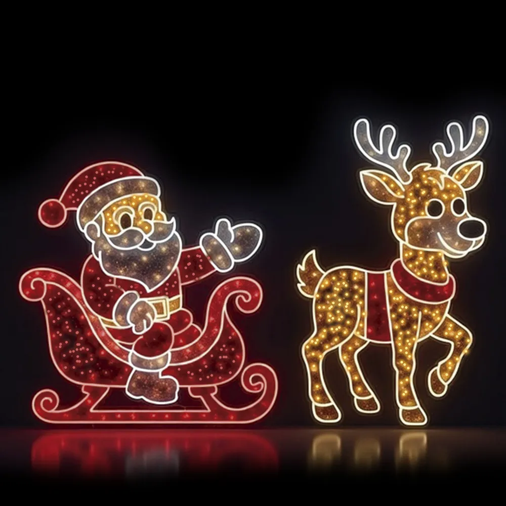 Figura de Natal Luminosa - Noel no Trenó Kids 2D