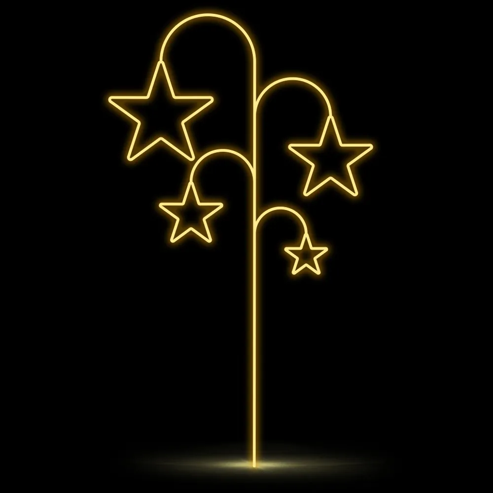 Figura de Natal Luminosa para Jardim - 4 Estrelas no Alto