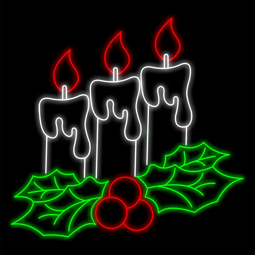 Figura de Natal Luminosa para Jardim e Fachada - 3 Velas e Folhas