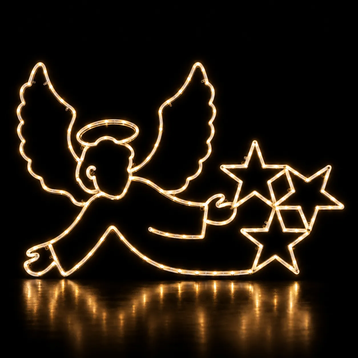 Figura de Natal Luminosa para Jardim e Fachada - Anjo e 3 Estrelas