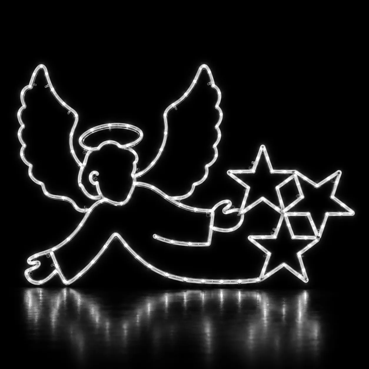 Figura de Natal Luminosa para Jardim e Fachada - Anjo e 3 Estrelas