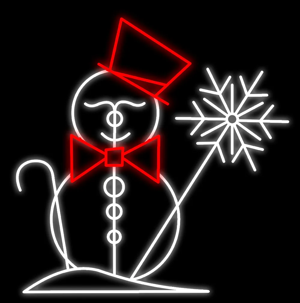Figura de Natal Luminosa para Jardim e Fachada - Boneco de Neve com Floco