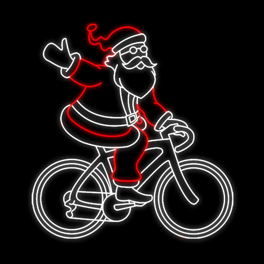 Figura de Natal Luminosa para Jardim e Fachada - Papai Noel Ciclista