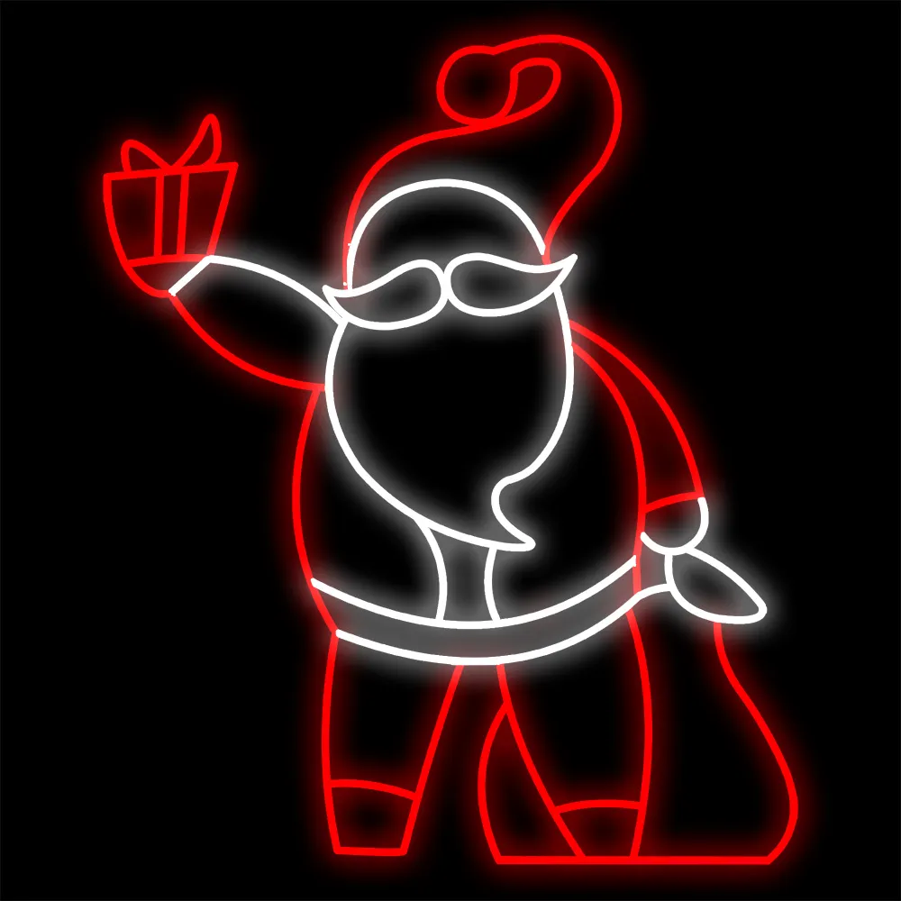 Figura de Natal Luminosa para Jardim e Fachada - Papai Noel com Presentes