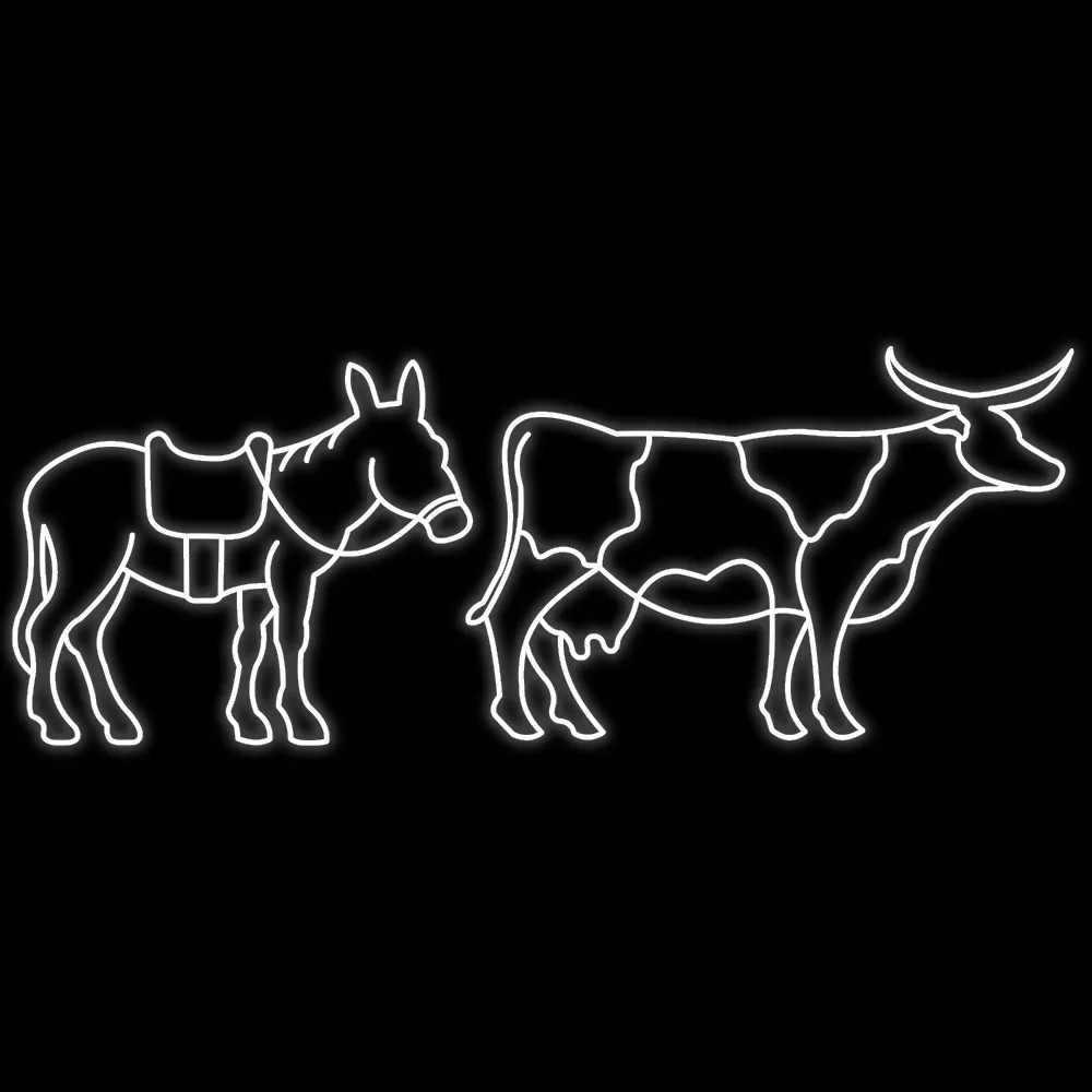Figura de Natal Luminosa para Jardim - Mula e Vaca Presépio Jerusalém