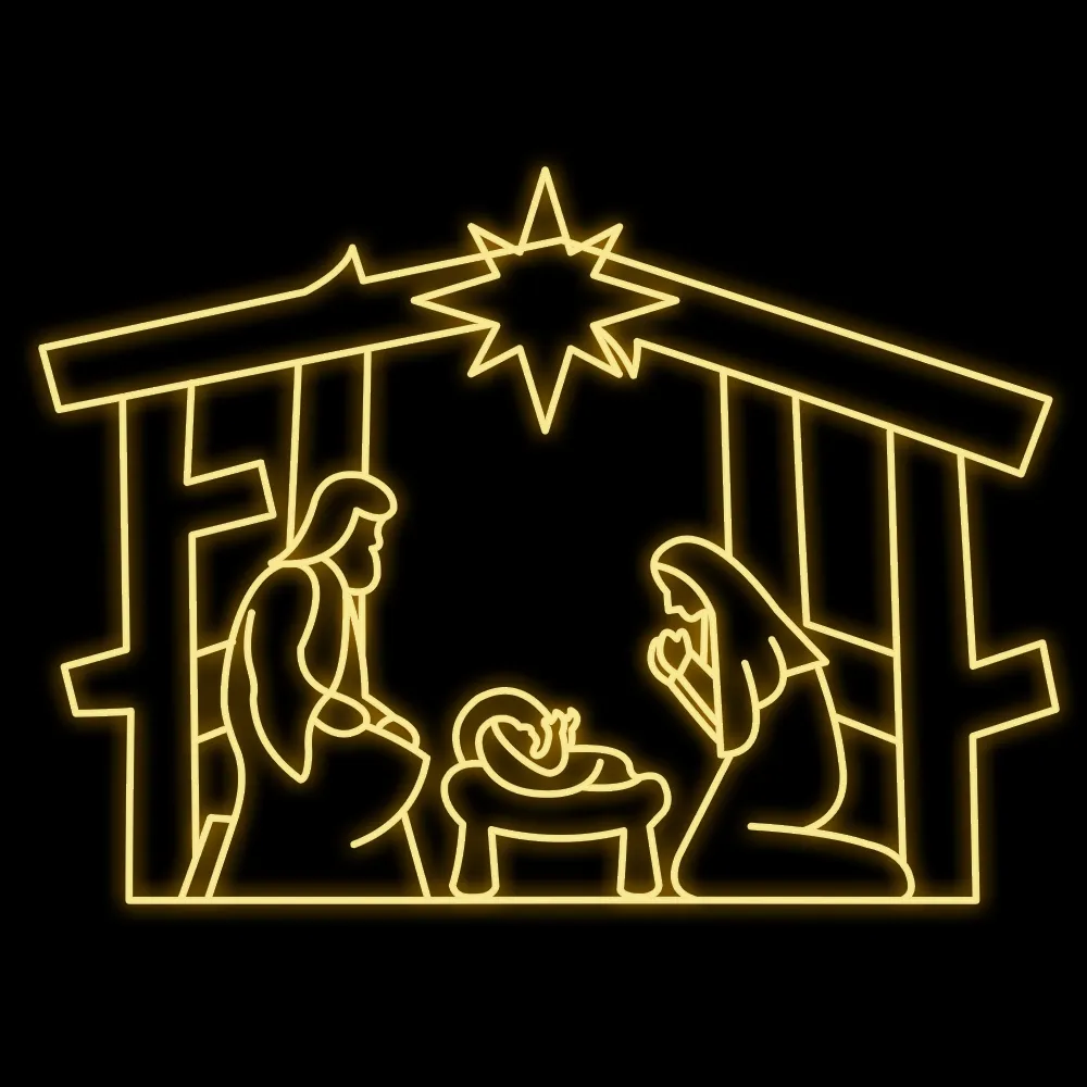 Figura de Natal Luminosa para Jardim - Sagrada Família Presépio Jerusalém