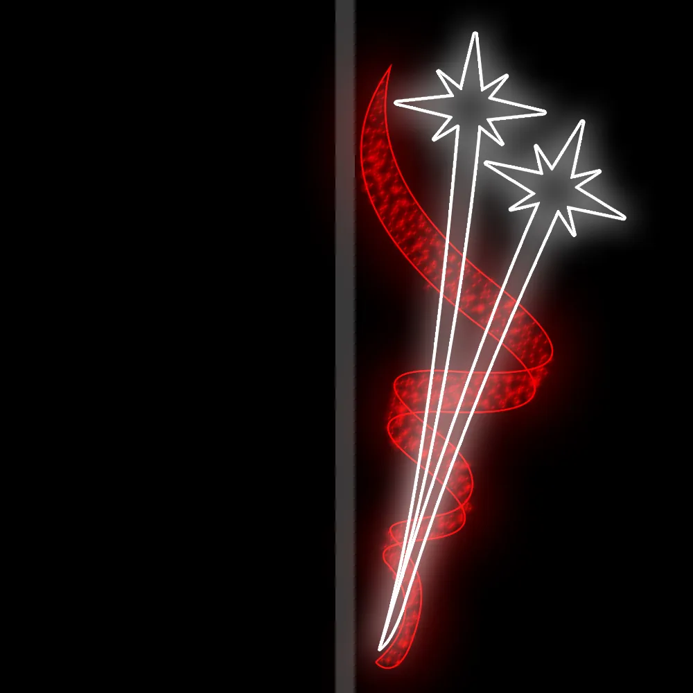 Figura de Natal Luminosa para Lateral de Poste - Estrelas Firework
