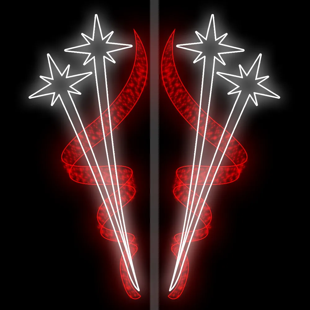 Figura de Natal Luminosa para Lateral de Poste - Estrelas Firework