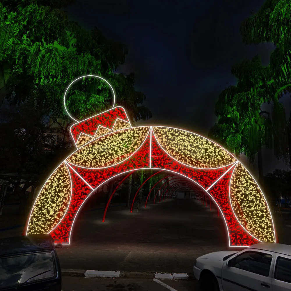 Figura de Natal Luminosa - Portal meia bola 3D com passagem