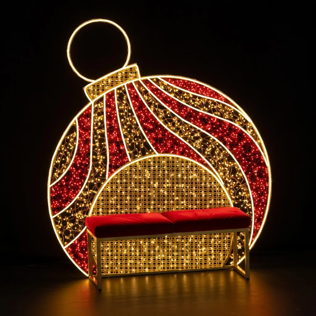 Figura de Natal Luminosa para Piso - Bola de natal com Assento Photoface